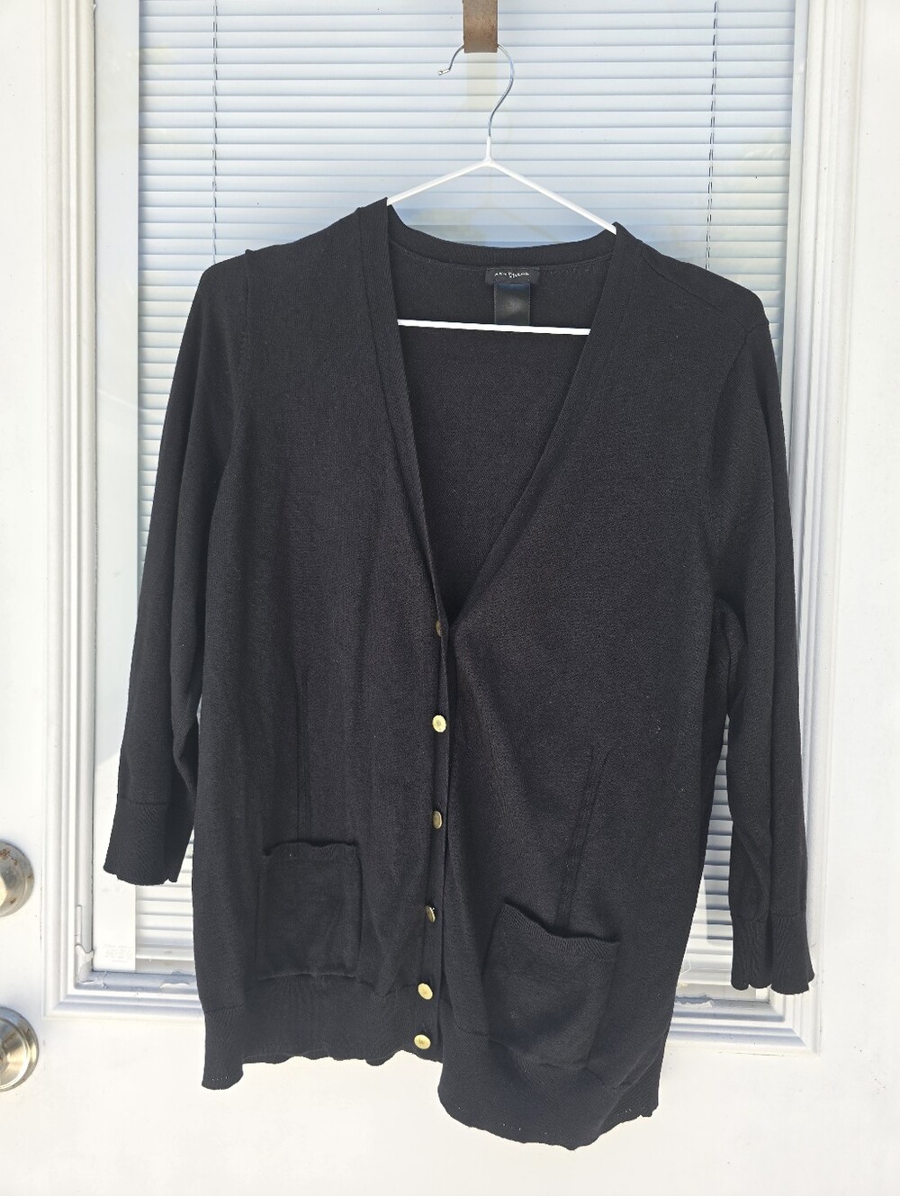 Ann Taylor Black Cardigan with Gold Buttons XL